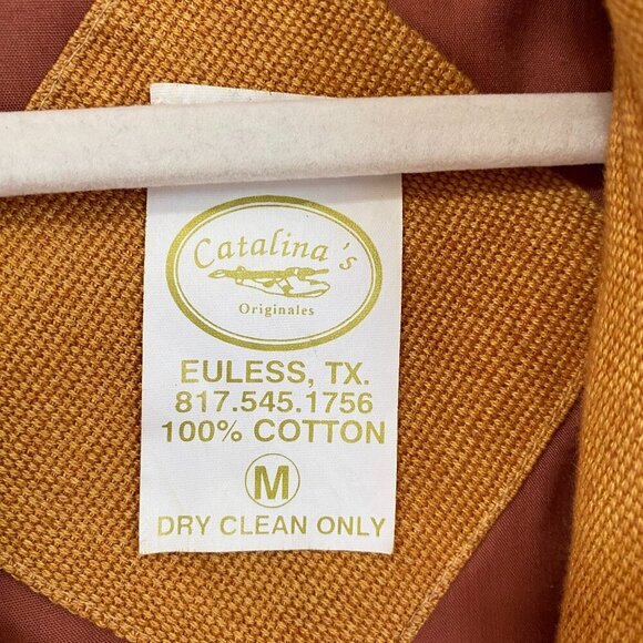 Vintage Mexican Style Embroidered Cotton Vest Mustard Yellow - Picture 8 of 8